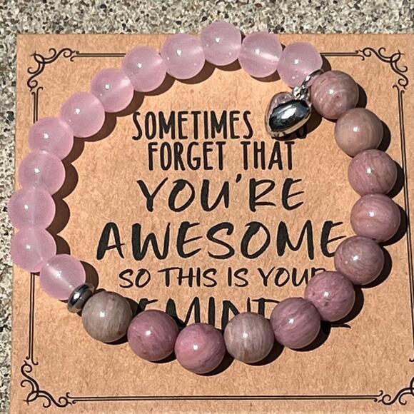 Stone Bracelet New You are Awesome  Positive Affirmation Stretches Gift Present - Picture 1 of 3